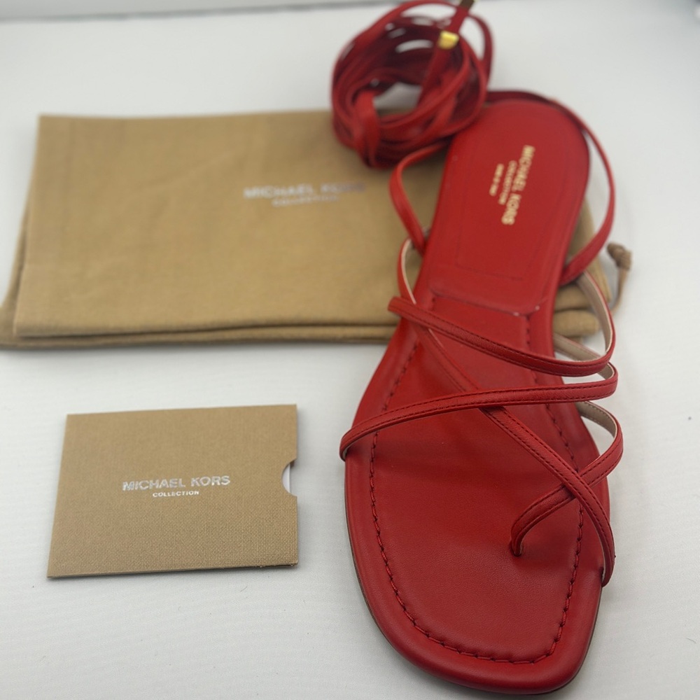 NWT + Box Michael Kors Jade Runway Sandals (Red) - Picture 3 of 6